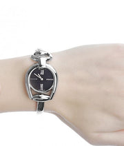 Gucci Horsebit Collection Mother of Pearl Black Dial Silver Steel Strap Watch For Women - YA139503
