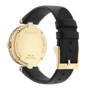 Gucci Diamantissima Quartz Mother of Pearl Dial Black Leather Strap Watch for Women - YA141404