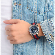 Gucci GG2570 Quartz Blue Dial Blue & Red Nylon Strap Watch For Men - YA142304