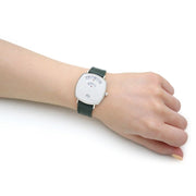 Gucci Grip Quartz Silver Dial Green Leather Strap Unisex Watch - YA157406