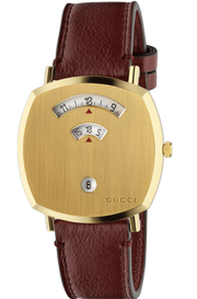 Gucci Grip Yellow Gold Dial Maroon Leather Strap Unisex Watch - YA157411