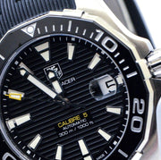 Tag Heuer Aquaracer Calibre 5 Automatic Black Dial Black Rubber Strap Watch for Men -  WAY211A.FT6151