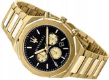 Maserati Stile Chronograph Black Dial Gold Steel Strap Watch For Men - R8873642001