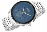 Hugo Boss Peak Chronograph Blue Dial Silver Steel Strap Watch for Men - 1513763