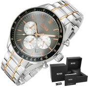 Hugo Boss Trophy Chronograph Grey Dial Two Tone Steel Strap Watch for Men - 1513634