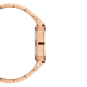 Daniel Wellington Iconic Link Black Dial Rose Gold Steel Strap Watch for Women - DW00100212