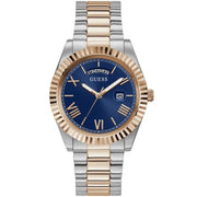 Guess Quartz Blue Dial Two Tone Steel Strap Watch For Men - GW0265G12