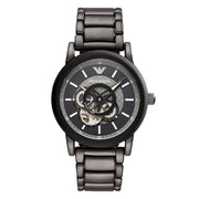 Emporio Armani Meccanico Automatic Black Dial Black Steel Strap Watch For Men - AR60010