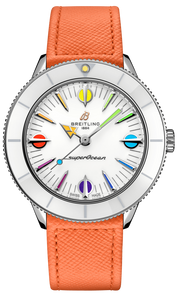 Breitling Superocean Heritage '57 Pastel Paradise White Dial Orange Leather Watch for Women - A10340A11A1X1