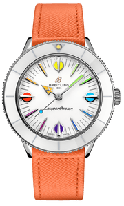 Breitling Superocean Heritage '57 Pastel Paradise White Dial Orange Leather Watch for Women - A10340A11A1X1
