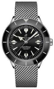 Breitling Superocean Heritage '57 Black Dial Silver Mesh Bracelet Watch for Men - A10370121B1A1