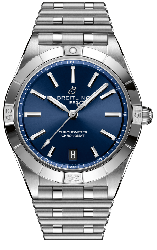 Breitling Chronomat Automatic 36 Blue Dial Silver Steel Strap Watch for Women - A10380101C1A1