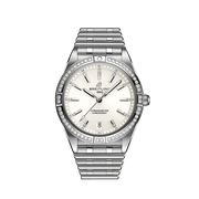 Breitling Chronomat Automatic 36 Diamonds White Dial Silver Steel Strap Watch for Women - A10380591A1A1