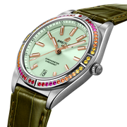 Breitling Chronomat Automatic 36 South Sea Green Dial Green Leather Strap Watch for Women - A10380611L1P1
