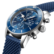 Breitling Superocean Heritage Chronograph 44 Blue Dial Blue Mesh Bracelet Watch for Men - A13313161C1S1
