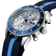 Breitling Superocean Heritage Chronograph 44 Ocean Conservancy Silver Dial Two Tone NATO Strap Watch for Men - A133131A1G1W1
