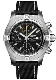 Breitling Avenger Chronograph 45mm Black Dial Black Leather Strap Watch for Men - A13317101B1X1