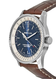 Breitling Navitimer Automatic 38mm Blue Dial Brown Leather Strap Mens Watch - A17325211C1P2