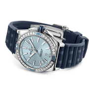 Breitling Super Chronomat Automatic 38 Diamonds Blue Dial Blue Rubber Strap Watch for Women - A17356531C1S1