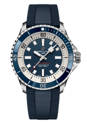 Breitling Superocean Automatic 42mm Blue Dial Blue Rubber Strap Watch for Men - A17375E71C1S1