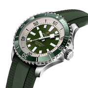 Breitling Superocean Automatic 44 Green Dial Green Rubber Strap Watch for Men - A17376A31L1S1