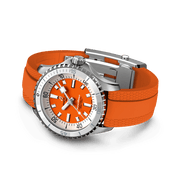 Breitling Superocean Automatic 36 Orange Dial Orange Rubber Strap Watch for Men - A17377211O1S1