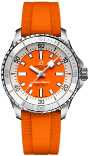 Breitling Superocean Automatic 36 Orange Dial Orange Rubber Strap Watch for Men - A17377211O1S1