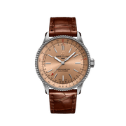 Breitling Navitimer Automatic 35 Brown Dial Brown Leather Strap Watch for Men - A17395201K1P1