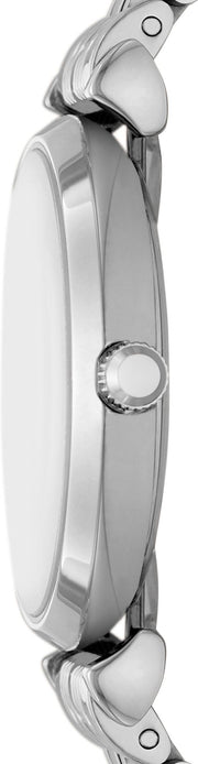 Emporio Armani Gianni T-Bar Quartz Blue Dial Silver Steel Strap Watch For Women - AR11594