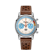 Breitling Top Time Deus Limited Edition White Dial Brown Leather Strap Watch for Men - A233112A1A1X1
