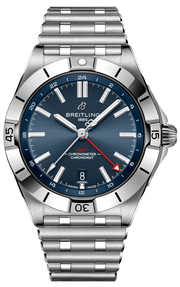Breitling Chronomat GMT 40 Blue Dial Silver Steel Strap Watch for Men - A32398101C1A1