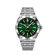Breitling Chronomat GMT 40 Green Dial Silver Steel Strap Watch for Men - A32398101L1A1