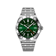 Breitling Chronomat GMT 40 Green Dial Silver Steel Strap Watch for Men - A32398101L1A1
