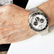 Hugo Boss Ikon Chronograph Silver Dial Silver Steel Strap Watch for Men - 1512964