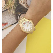 Marc Jacobs Rivera White Dial Gold Steel Strap Watch for Women - MBM3137