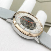 Fossil Vintage Muse Automatic Skeleton White Dial Grey Leather Strap Watch for Women - ME3131