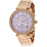 Michael Kors Parker Purple Dial Rose Gold Steel Strap Watch for Women - MK6169