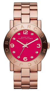 Marc Jacobs Amy Pink Dial Rose Gold Steel Strap Dial Watch for Women - MBM8625