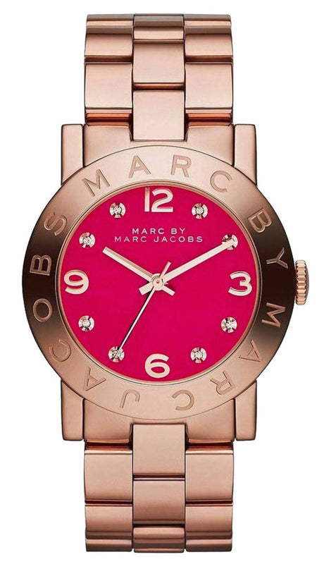 Marc Jacobs Amy Pink Dial Rose Gold Steel Strap Dial Watch for Women - MBM8625