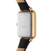 Daniel Wellington Quadro Pressed Melrose Emerald Green Dial Black Leather Strap Watch For Women - DW00100446