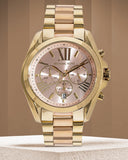 Michael Kors Bradshaw Gold Dial Two Tone Steel Strap Watch for Women - MK6359