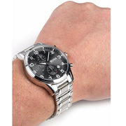 Hugo Boss Aeroliner Chronograph Black Dial Silver Steel Strap Watch for Men - 1513181