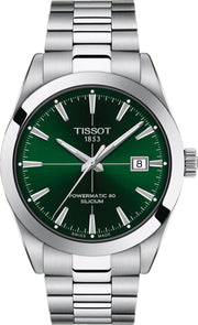 Tissot Gentleman Powermatic 80 Silicium Green Dial Silver Steel Strap Watch For Men - T127.407.11.091.01