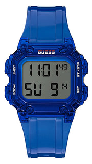 Guess Stealth Blue Dial Blue Rubber Strap Watch for Men - GW0270G3