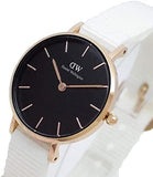 Daniel Wellington Classic Petite Dover Black Dial White NATO Strap Watch For Women - DW001000314