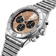 Breitling Chronomat B01 42 Brown Dial Silver Steel Strap Watch for Men - AB0134101K1A1