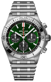 Breitling Chronomat B01 42 Green Dial Silver Steel Strap Watch for Men - AB0134101L1A1