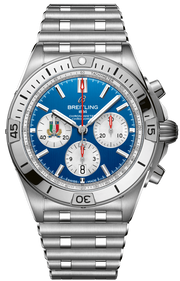 Breitling Chronomat B01 42 Six Nations Italy Blue Dial Silver Steel Strap Watch for Men - AB0134A41C1A1