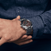Breitling Chronomat B01 42 Six Nations Wales Red Dial Silver Steel Strap Watch for Men - AB0134A61K1A1