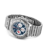 Breitling Chronomat B01 42 Six Nations France Blue Dial Silver Steel Strap Watch for Men - AB0134A81C1A1